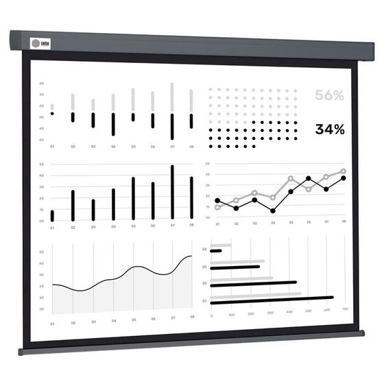 Экран Cactus 180x180см CS-PSW-180X180-SG, 1:1, настенно-потолочный, рулонный, серый