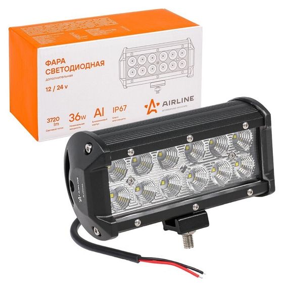 Фара светодиодная двухрядная Airlin, 12 LED, рассеянный свет, 36W, 165х78х65, 12/24V