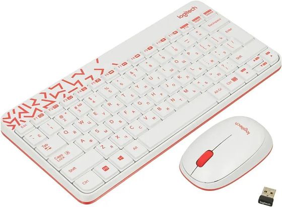 Клавиатура+мышь Logitech MK240 беспроводной красный/белый (920-008212)