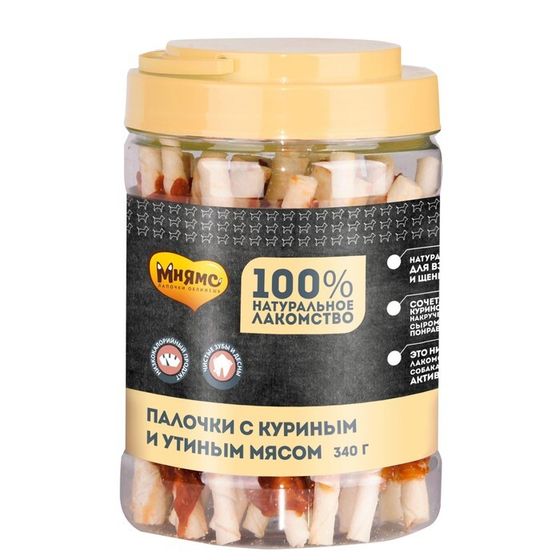 Лакомство &quot;Мнямс&quot; для собак палочки с куриным и утиным мясом, 340 г