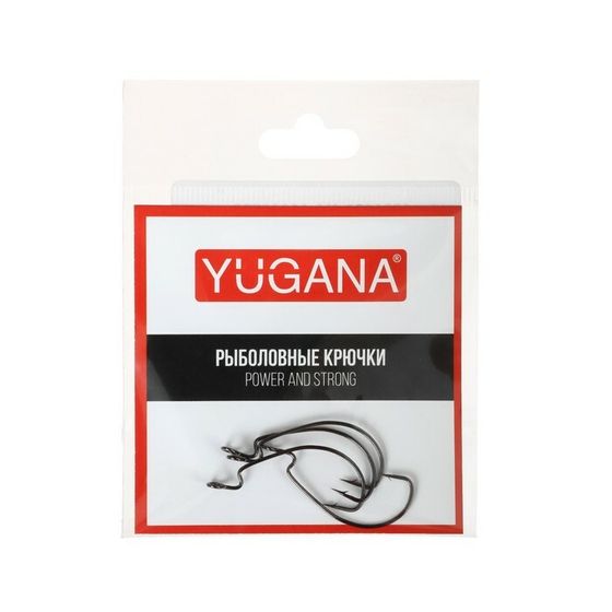 Крючки офсетные YUGANA Wide range worm big eye, № 6, 4 шт.