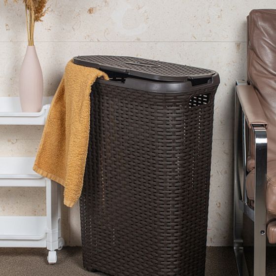 Корзина для белья RATTAN STYLE 40л темно-коричневая