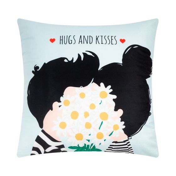 Подушка Этель &quot;Hugs and kisses&quot; 40х40 см, велюр, 100% п/э