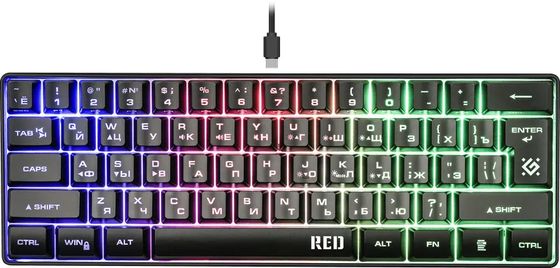 Клавиатура Defender Red GK-116 LED игровая проводная черный