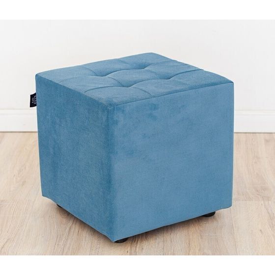 !09 Пуф «Сидней лайт», 400 × 400 × 400 мм, велюр, цвет синий