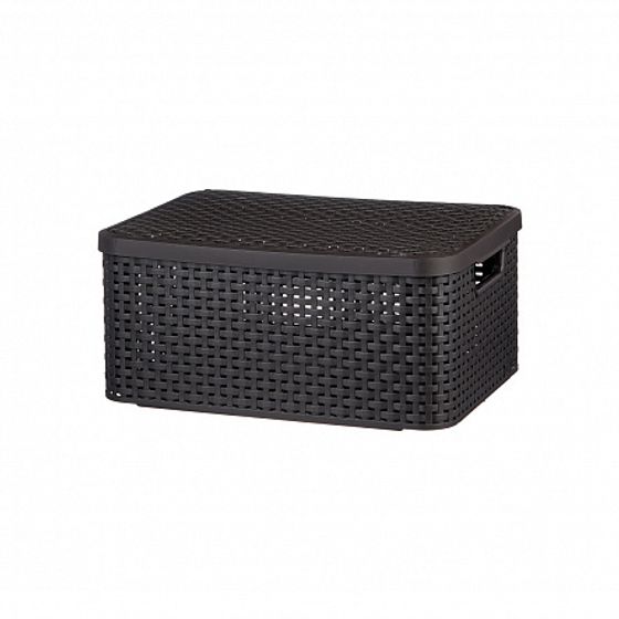 Корзина RATTAN STYLE BOX M  крышка тёмно-коричневая