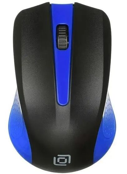 Мышь Oklick 485MW черный/синий оптическая беспров. (1600dpi) (997826)