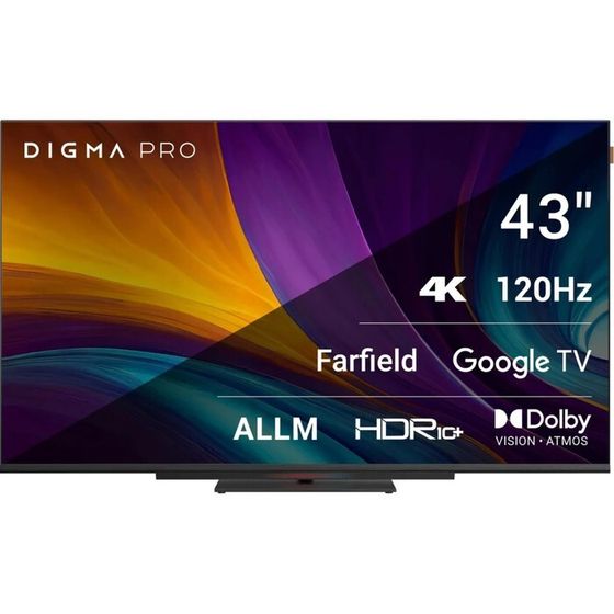 Телевизор Digma Pro 43C, 43&quot;, 3840x2160, DVB-T2/C/S2, HDMI 3, USB 2, Smart TV, чёрный