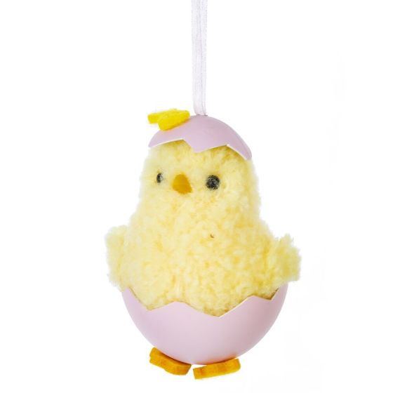 Изделие декоративное подвесное "Цыпленок" (блок 12шт), L6 W6 H8 см, 3в.