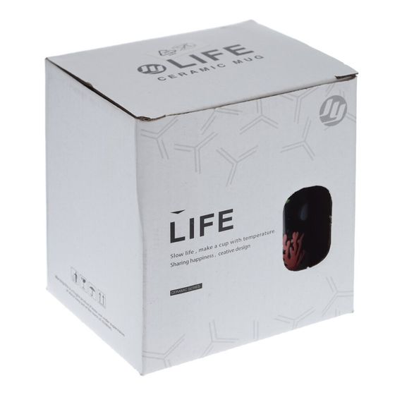 Кружка с крышкой и ложкой, 300 мл, L11 W9 H12 см, 4в.