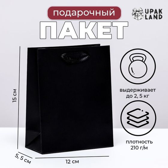 Пакет ламинированный «Черный», S 12×15×5.5 см