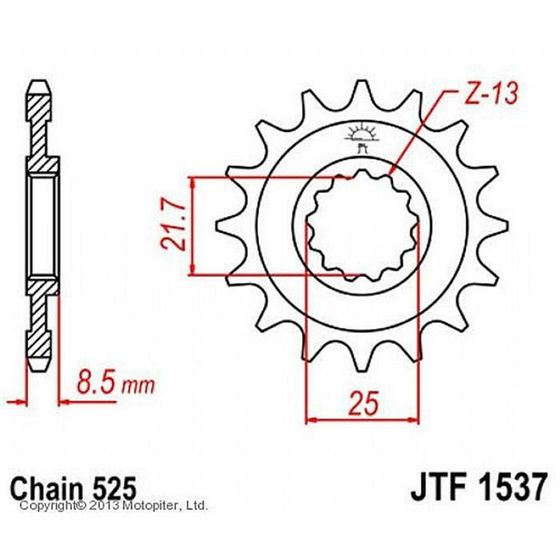 Звезда ведущая JT sprockets JTF1537-17, цепь 525, 17 зубьев