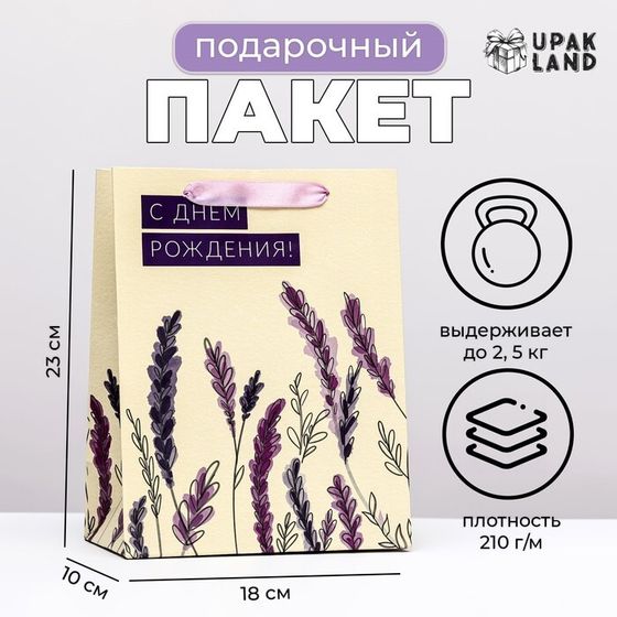 Пакет ламинированный вертикальный «Лаванда», 18×23×10 см