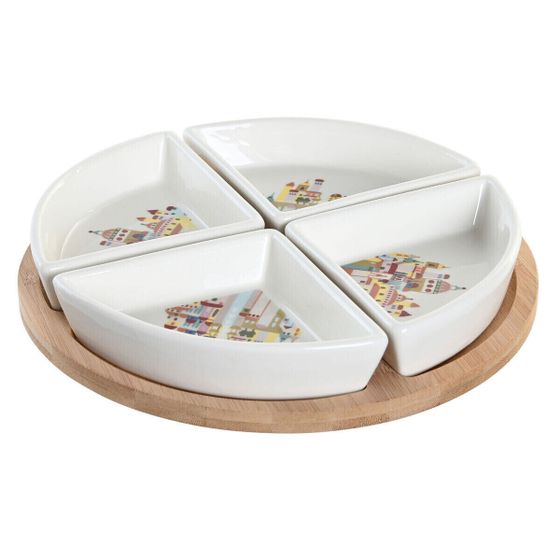 Комплект для аперитива DKD Home Decor 21,5 x 21,5 x 1 cm Натуральный Красный Разноцветный Керамика Cottage Дома