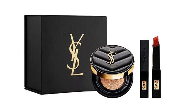 SAINT LAURENT Small Black Bar Lipstick Air Cushion Box Makeup Sets Easy-to-Blend Matte Finish Complexion Two-Piece Set