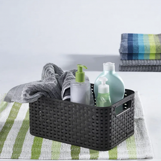 Корзина RATTAN STYLE BOX S  крышка тёмно-коричневая