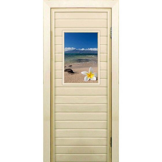 Дверь для бани со стеклом (40*60), &quot;Пляж&quot;, 190×70см, коробка из осины