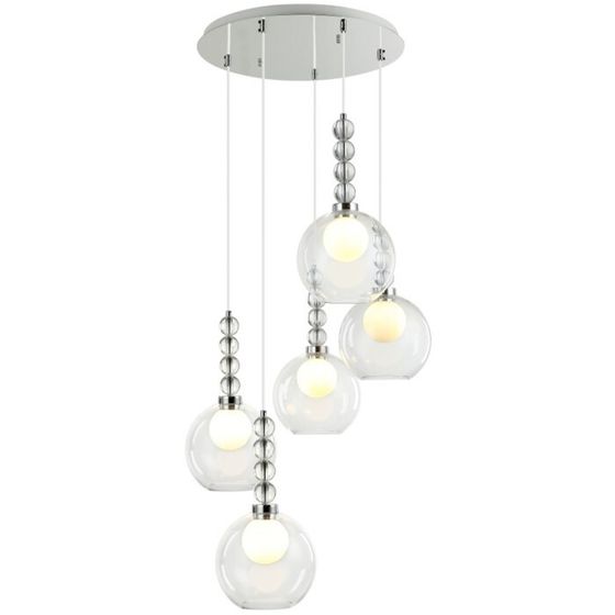 Светильник подвесной Stilfort 2166/09/05P Designo, 5х25Вт, G9, LED, 590х590х460-1500 мм, цвет хром