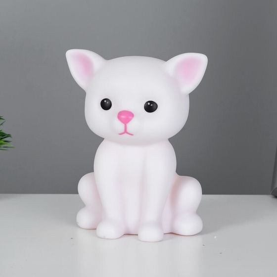 Фигурка светящаяся RISALUX «Кошечка», LED-ночник, от батареек 3×ААА, белый, 11×14×18 см