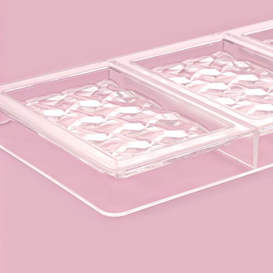 !09 Форма для шоколада «Плитка шоколада», 33×16.5×2.5 см, 3 ячейки 7.5×11.3 см, прозрачная