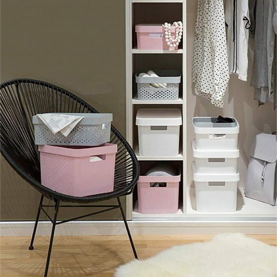 Коробка INFINITY перфорированная с крышкой 17л розовая