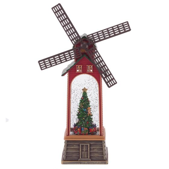 Изделие декоративное &quot;Мельница&quot; (подсвет, вьюга, муз, движ, AA х3 н/п +USB) L17 W10 H34 см