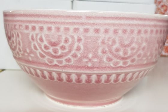 !09 Набор 2 штуки - Салатник, 17 см., каменная керамика, Индонезия, цвет розовый