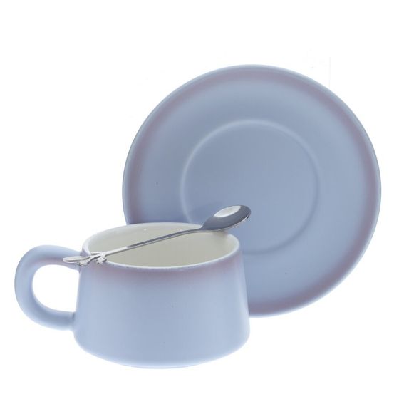 Кружка с блюдцем и ложкой, 250 мл, L16 W15 H8 см, 4в.
