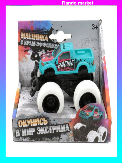 !09 Машинка с краш-эффектом Funky Toys 4х4,пул бэк, цвет голубой