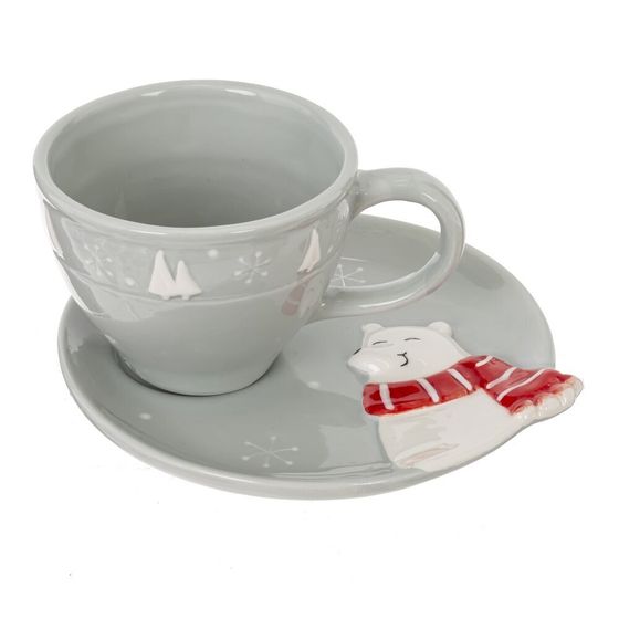 Набор чашка с блюдцем &quot;Белый медведь&quot;, 250 мл, L16 W15,5 H8 см