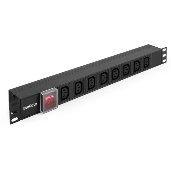 Блок розеток ExeGate ServerPro PDU-19H808 Al-8С13-C14-SW 8роз. черный (EX280854RUS)