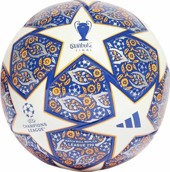 Футбольные мячи Adidas Junior UCL League Istanbul 290 бело-сине-оранжевые HU1575 4