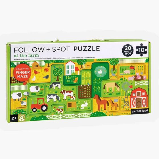 PETIT COLLAGE Follow + Spot Puzzle At The Farm