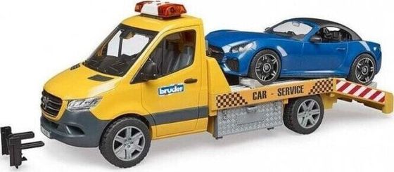 Bruder Bruder MB Sprinter car transporter with light &amp; sound module, model vehicle (orange/blue, incl. Roadster)