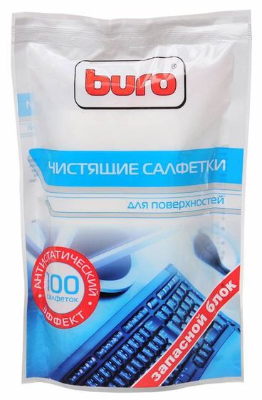 Салфетки Buro BU-Zsurface для поверхностей мягкая упаковка 100шт влажных