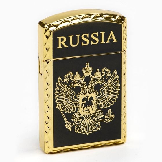 Зажигалка газовая для курения &quot;RUSSIA&quot;, 1 х 3.5 х 6 см, золото