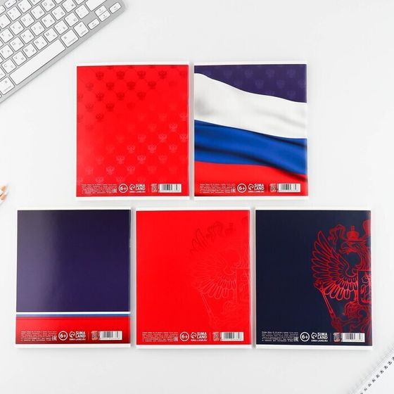 !09 Набор 4 штуки - Тетрадь А5, 48 л на скрепке МИКС «Шрифтовые яркие», обложка мелованный картон 230 гр., внутренний блок №1, в клетку 80 гр., белизна 96%