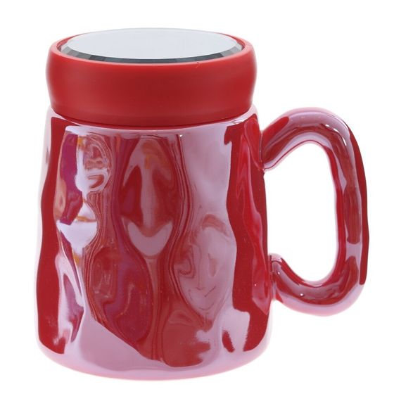 Кружка с крышкой, L6,6 W6,6 H11 см, цвет микс