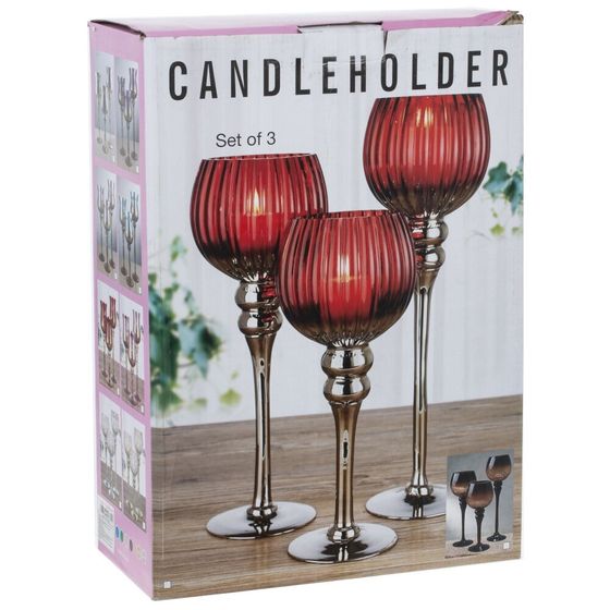 Набор из 3-х подсвечников, L36 W13 H39,5 см