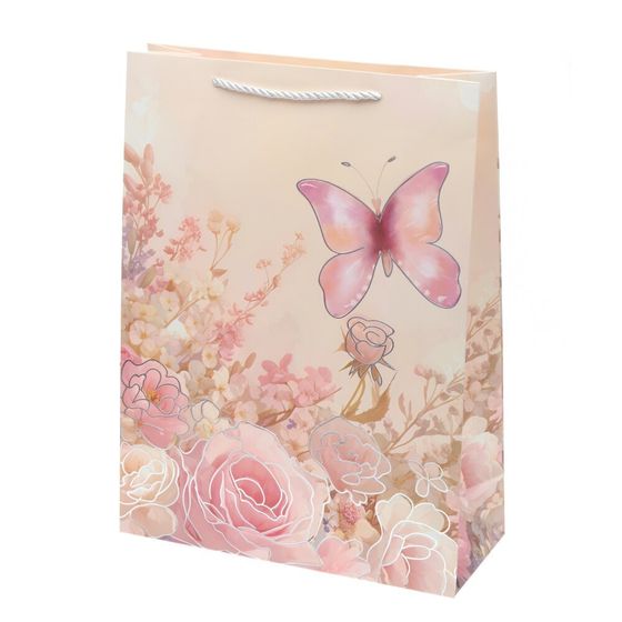 Пакет подарочный L (бумага 210г/м2, блок 12шт), L30 W12 H40 см, 4в.