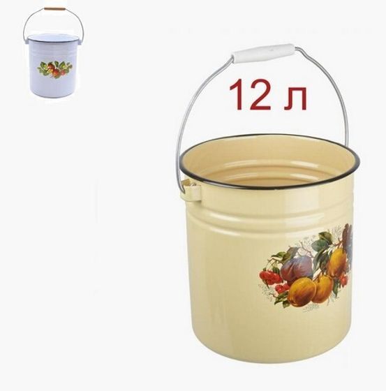 Ведро эмал 12л цил б/кр  с рис  С1124.Ц, С1124.ЦП
