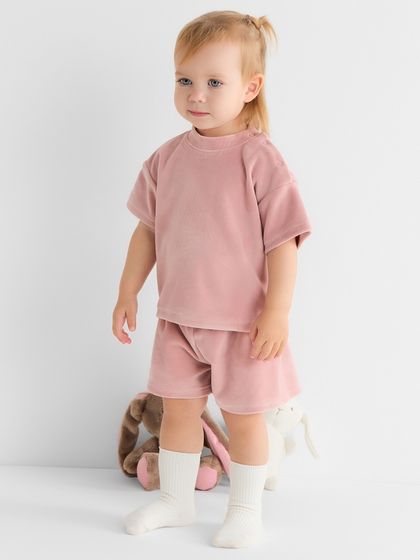 Костюм (шорты и футболка) Крошка Я Plushy, р. 86-92 см, розовый