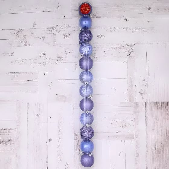 !09 Набор елочных шаров 12 штук пластик d-6 см. &quot;Сильва&quot; , цвет сине-голубой дизайн микс