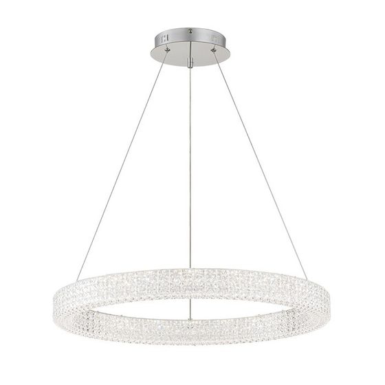 Светильник подвесной Escada, 10233/1LED. 1х40Вт, LED, 4400Лм, 3000/4000/6500К, 600х600х150/1500 мм, цвет хром/прозрачный