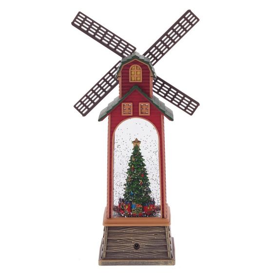 Изделие декоративное &quot;Мельница&quot; (подсвет, вьюга, муз, движ, AA х3 н/п +USB) L17 W10 H34 см