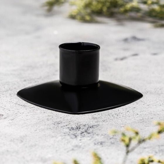 !09 Подсвечник "Квадрат" металл на 1 свечу, 7х3 см, чёрный муар