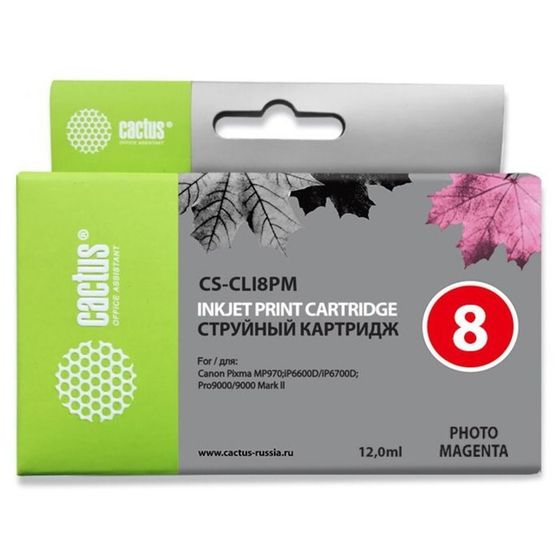 Картридж струйный Cactus CS-CLI8PM светло-пурпурный для Canon Pixma iP6600/iP6600d/iP6700/iP6700d/MP