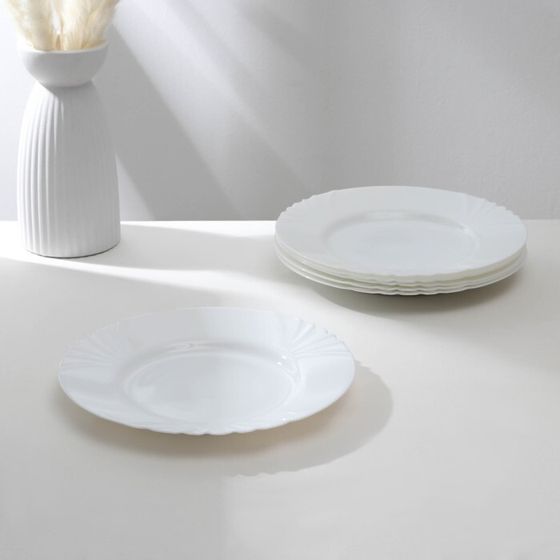 Тарелки Luminarc CADIX, d=25 см, обеденные, набор 6 шт., стеклокерамика, белые