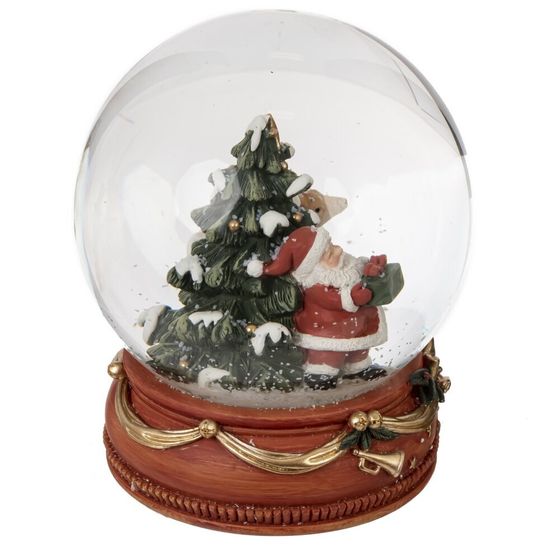 Фигурка декор в стекл шаре &quot;Дед Мороз и елка&quot;, D 12 см, L12 W12 H13,5 см