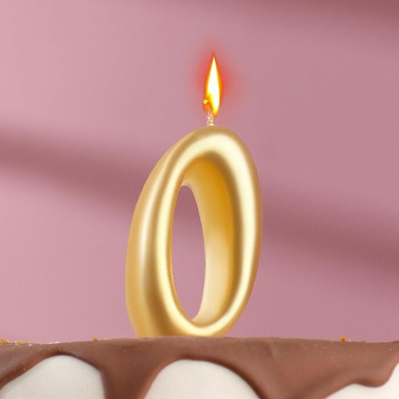 Свеча для торта «Цифра 0», золотая, 5.5 см